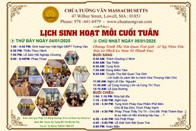 Chương trình Thọ Bát Quan Trai Giới và Lễ Kỷ Niệm Đức Phật Bổn Sư Thích Ca Mâu Ni Thành Đạo